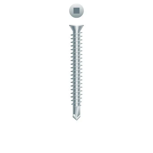 Strong-Point T2QZF Square Drive Trim Head, Zinc Plated, 6-20 x 2-1/4, Full Thread, #2 Point, Box of 3,000 Self-Drilling Screws