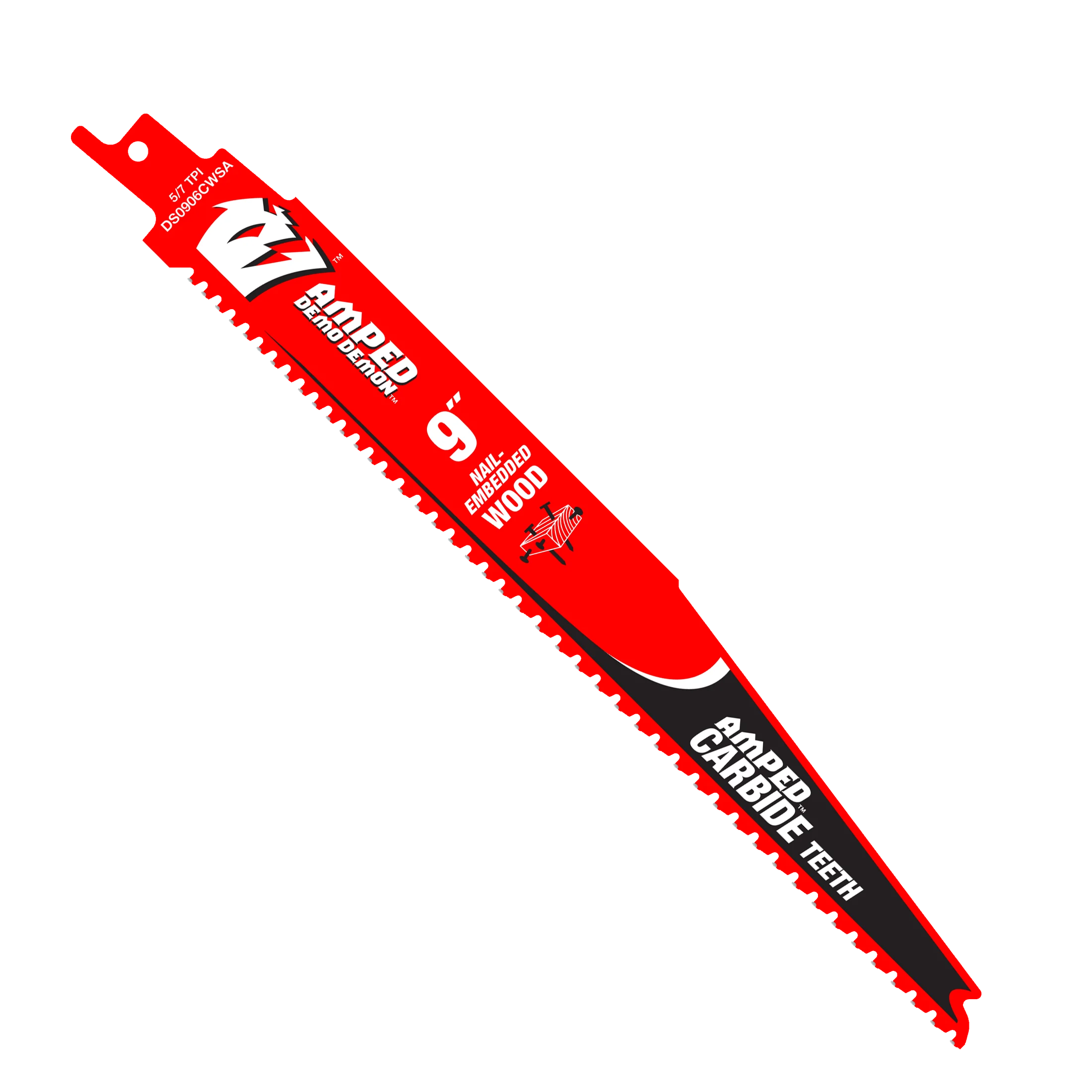 Diablo DS0906CWSA3 9" 5/7 TPI AMPED™ Demo Demon™ Carbide Teeth Reciprocating Saw Blade for Nail-Embedded Wood