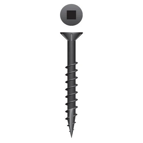Strong-Point XQ832NB Square Drive Flat Head w/Nibs Particle Board Screws, Type '17', Black Oxide Coated, 8 x 2, Box of 3,500 Woodworking Screws