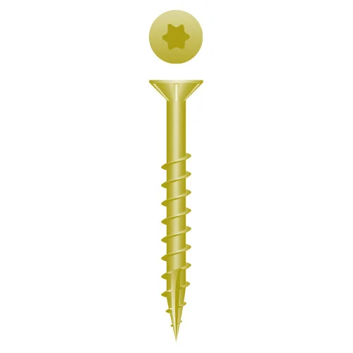 Strong-Point XT815Y Star Drive Flat Head w/Nibs, Coarse Thread, Type '17', Zinc Yellow Plated, 8 x 1-5/8, Box of 5,000 Outdoor Screws