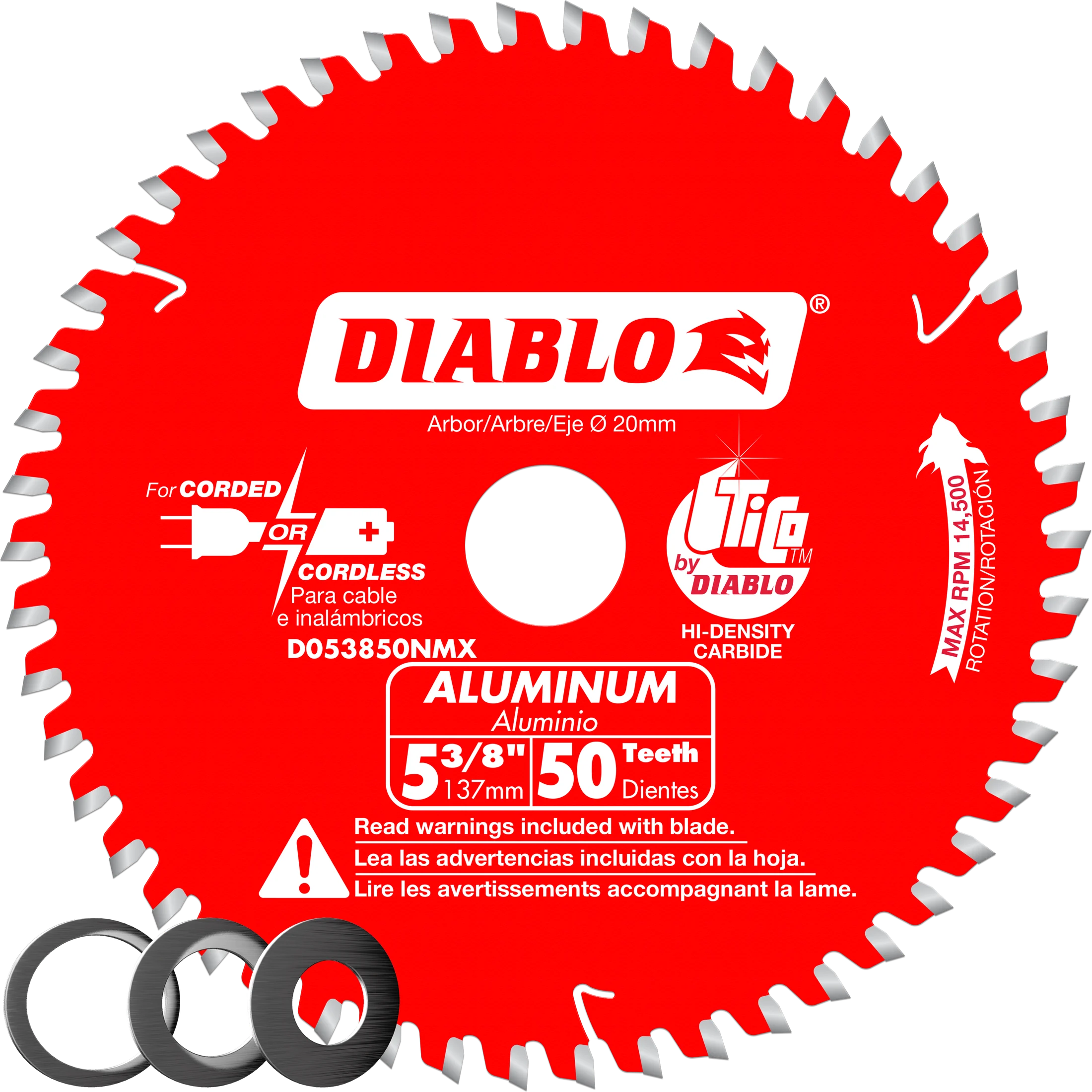 Diablo D053850NMX 5-3/8" x 50-Teeth Saw Blade for Medium Aluminum